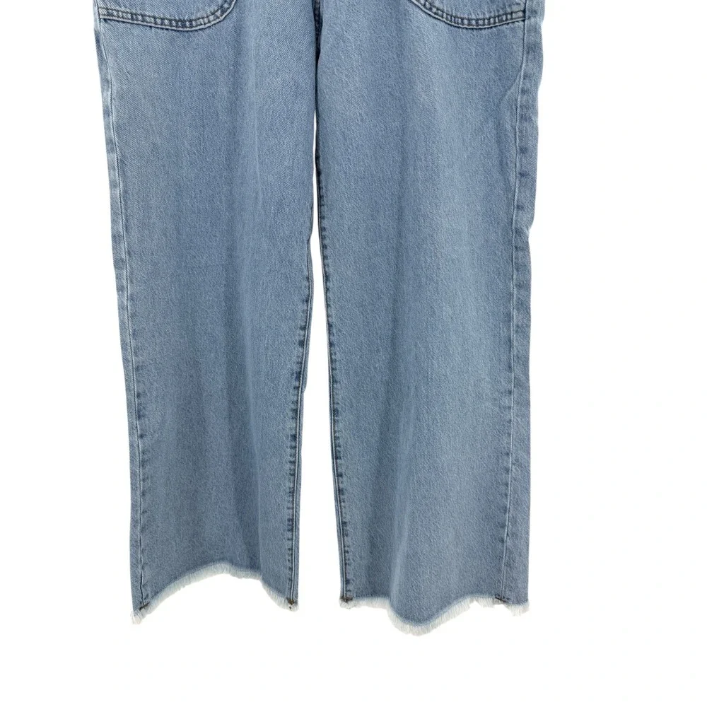 Lola Reese Jeans High‎ Rise Wide Leg Crop Jeans Light Wash Belted Womens Size 30